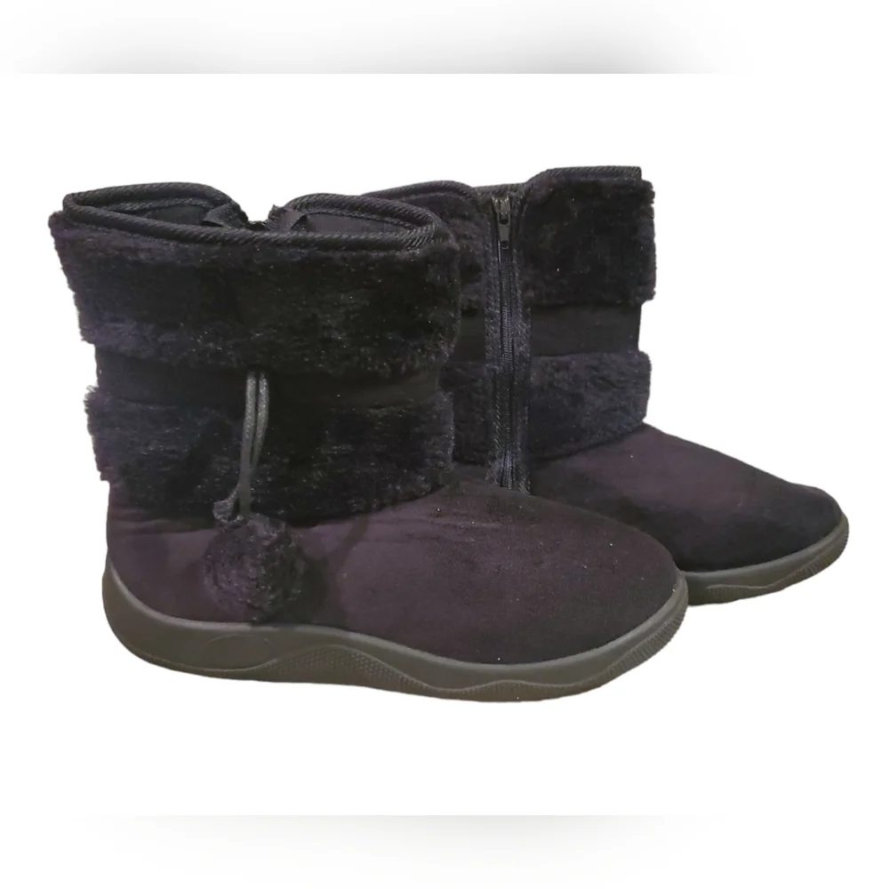 Black fur ankle boots, Girls,‎ Size 3